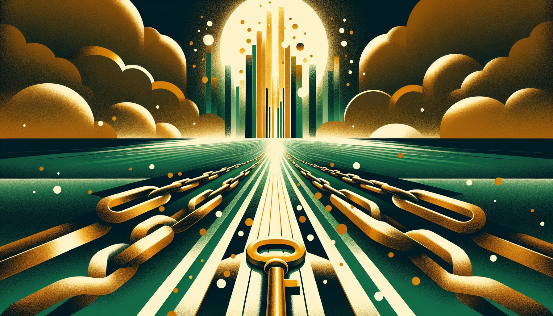 Breaking free from debt illustrated with key unlocking chains