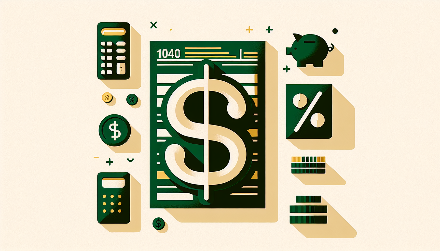 Tax tips illustration showing tax form, calculator, and savings icons